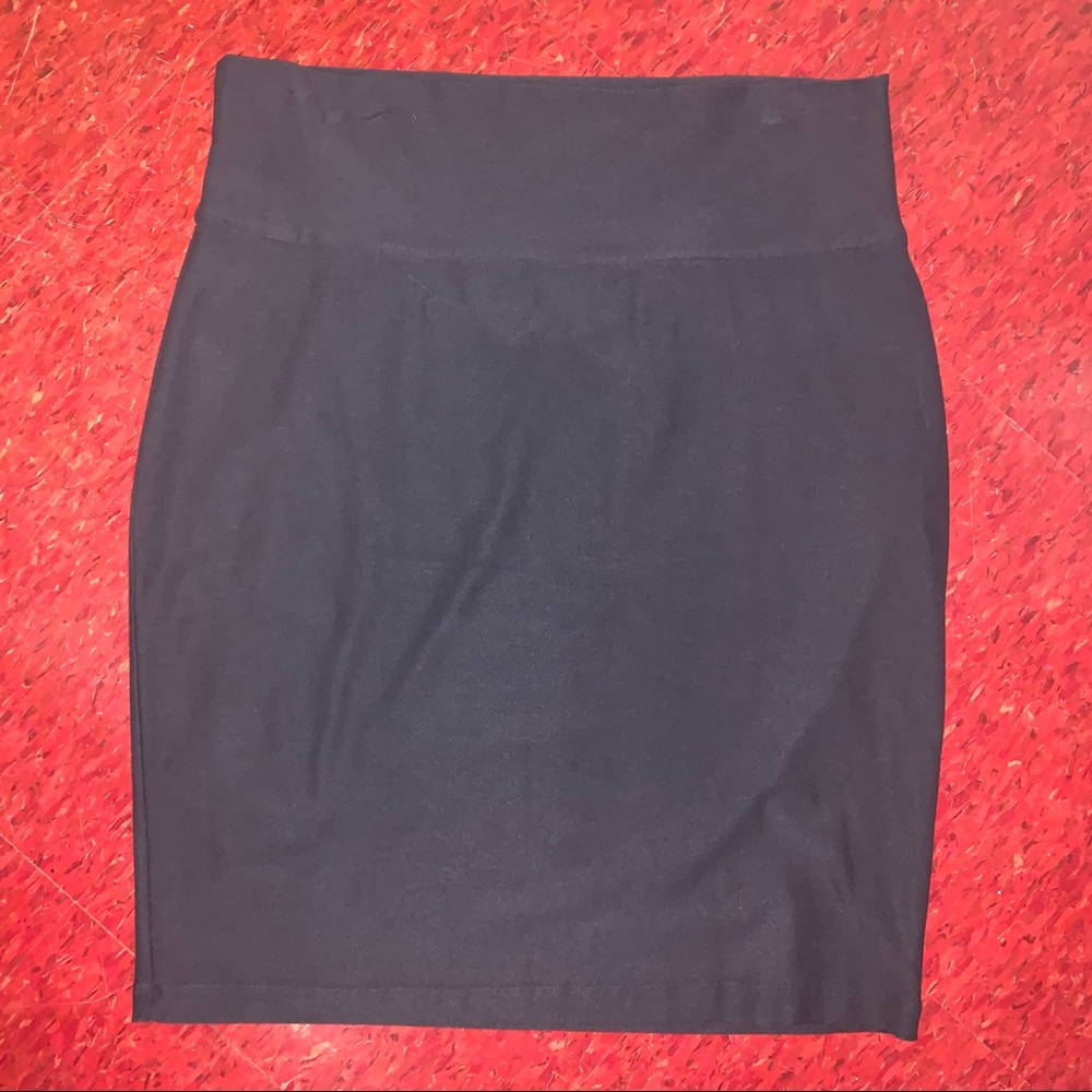 EILEEN FISHER HIGH WAISTED STRETCH PENCIL SKIRT CHARCOAL M